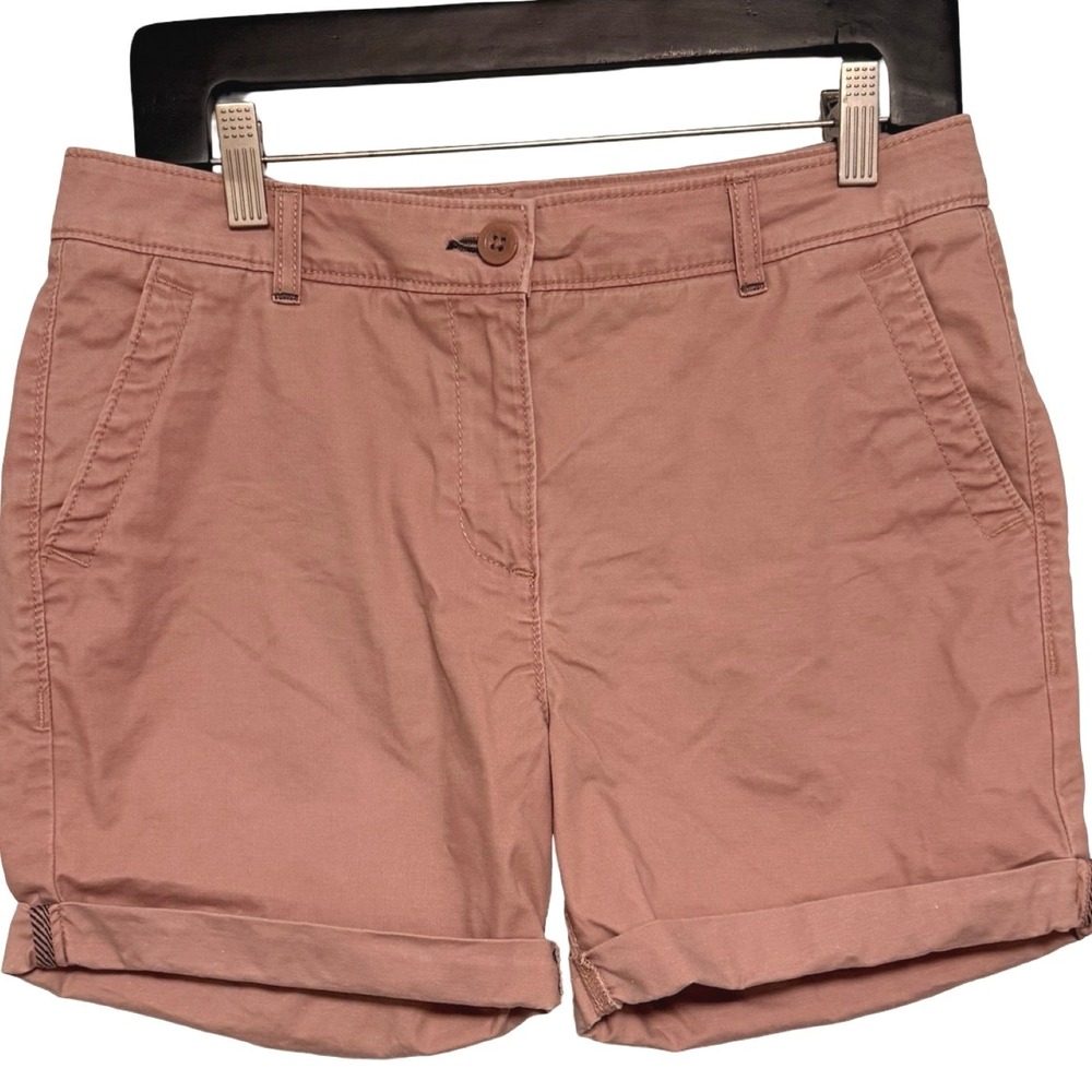 Next Chino Shorts 10 Pink Mid Rise Cuffed Summer Casual Preppy Coastal Vacation
